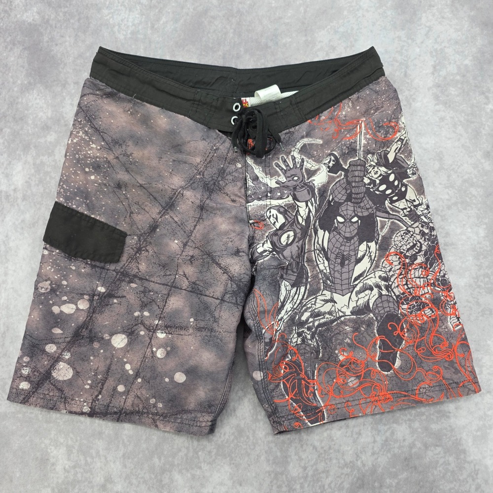 Marvel Comics Avengers Board Shorts Mens XL Spider-Man Iron Man Swim Trunks